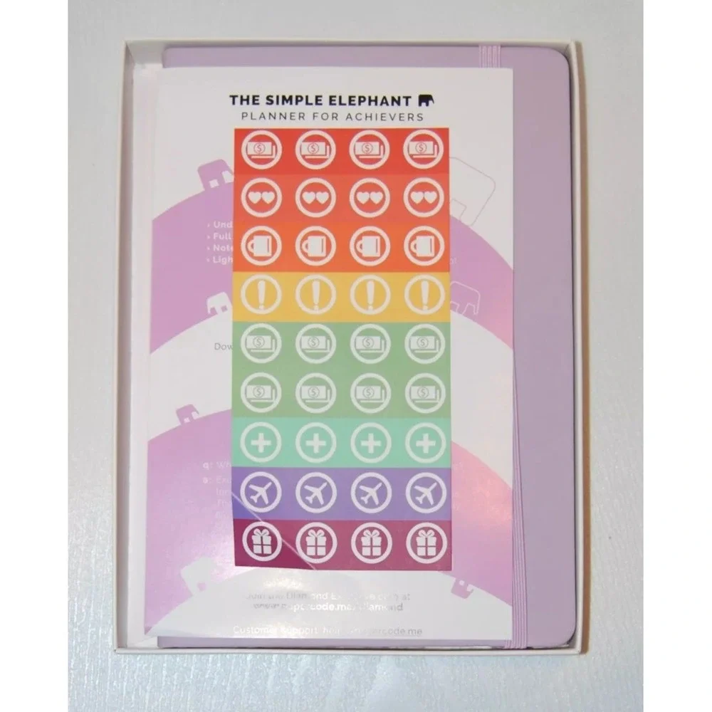 Simple Elephant Planner for Achievers Undated Organizer Stickers Lavender‎ NIB